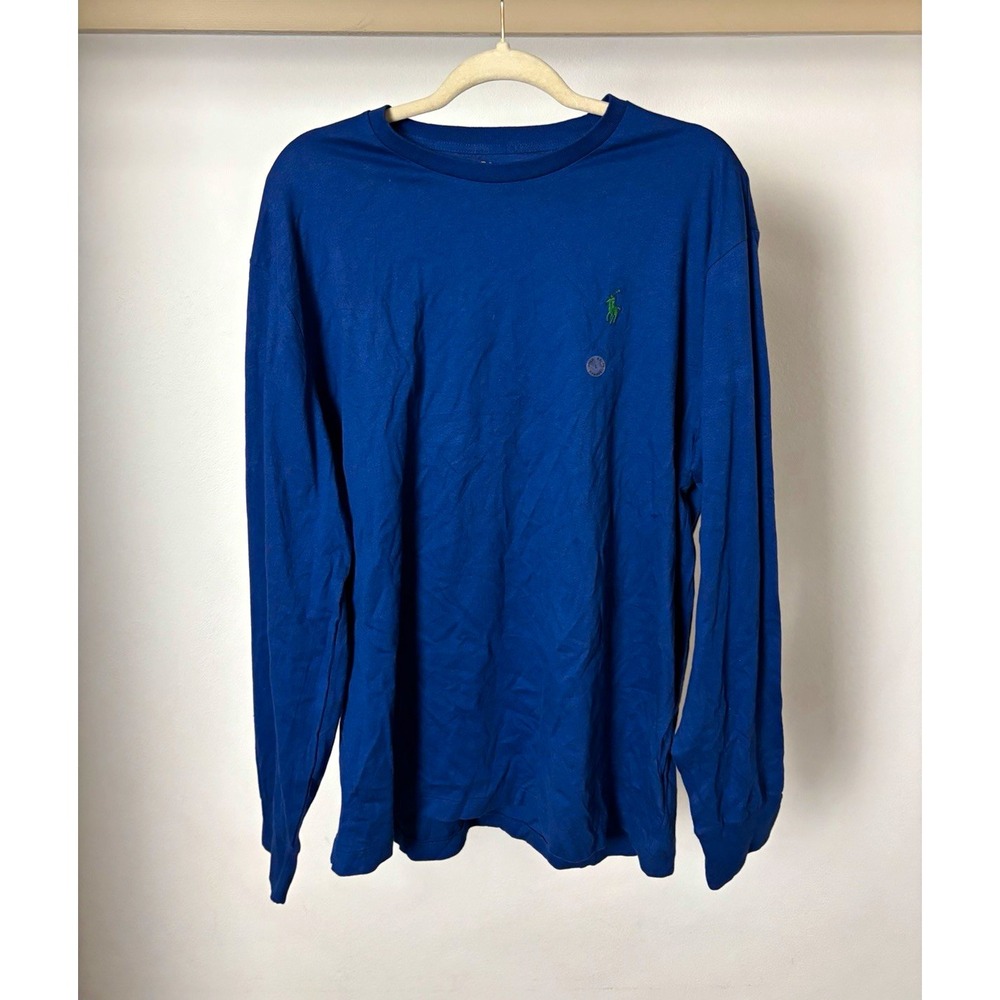 NEW Polo Ralph Lauren Mens Classic Fit Long Sleeve Crew Neck Tee Blue Cotton L